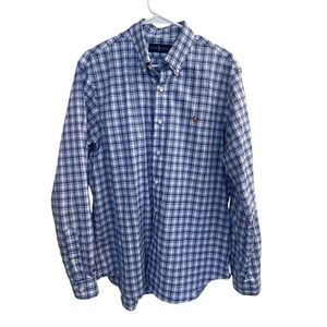 Ralph Lauren Long Sleeve Button Down-Blue-White-Size Men’s Large